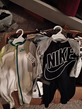 Nike Infant Zip Rompers - Black/Grey & White/Teal